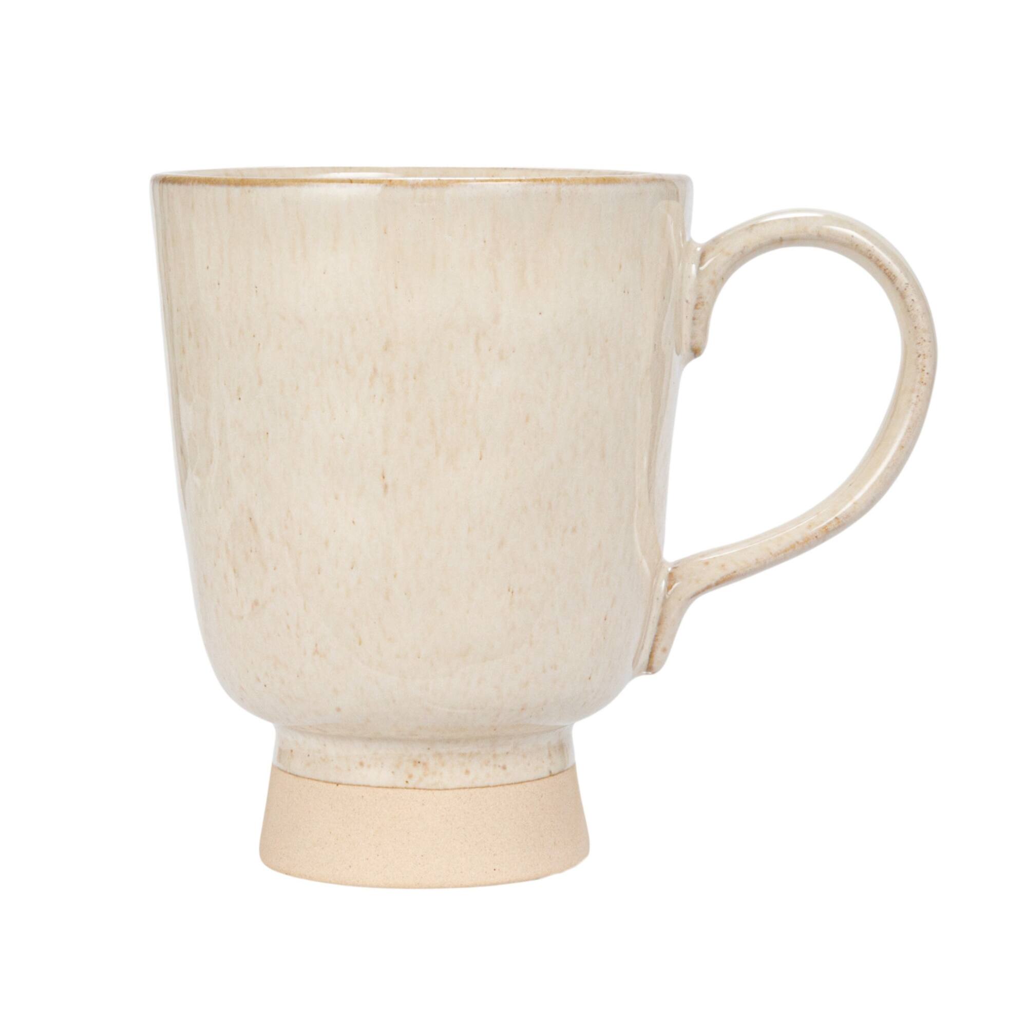 Hello Honey® 4.75" Cream Speckled Glaze Stoneware Footed Mug, 4ct.